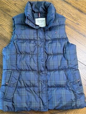 Tommy Hilfiger Blue Green Plaid Vest